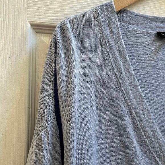 Talbots Powder Blue Linen Side Slits Cardigan Size Medium Lightweight - Picture 7 of 14